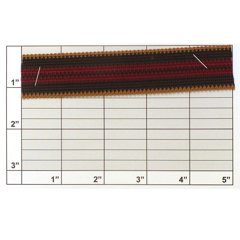Horizontal Stripe Braid 1-1/16" (Per Yard) Tan/Seal Brown/Red