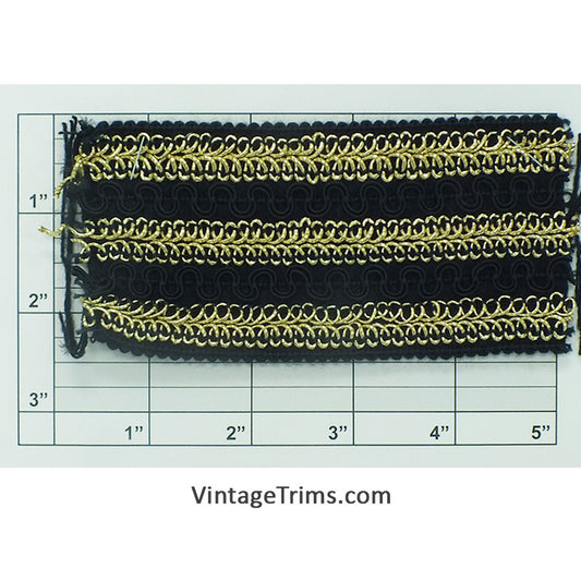 Metallic Elastic 2-1/2" (Per Yard) Metallic Gold/Black