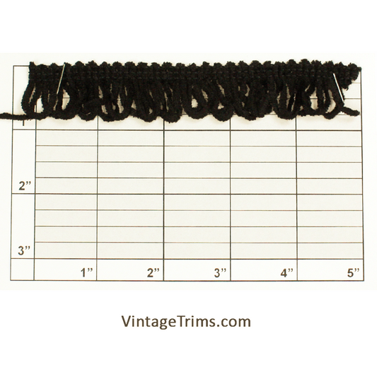 Chenille Loop Fringe 15/16" (Per Yard) Black