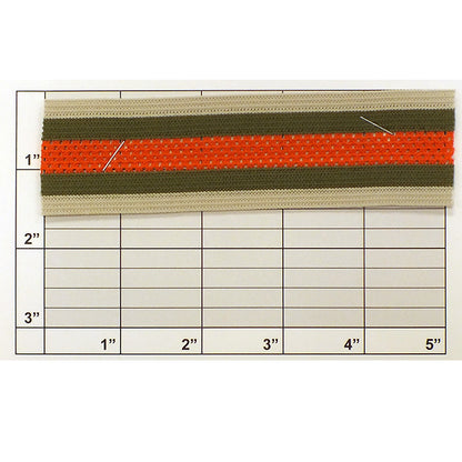 Striped Mesh Center Elastic Knit Braid 1-1/2" (Per Yard) 2 Colors