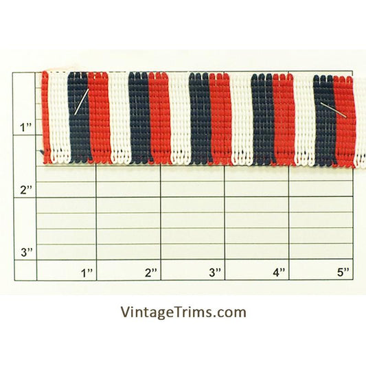 Vertical Stripe Braid 1-1/2" Red White Navy