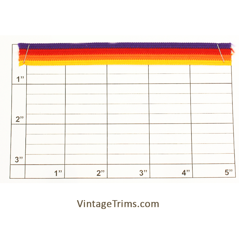 Horizontal Stripe Braid 9/16" (Per Yard) Purple/Red/Orange/Yellow