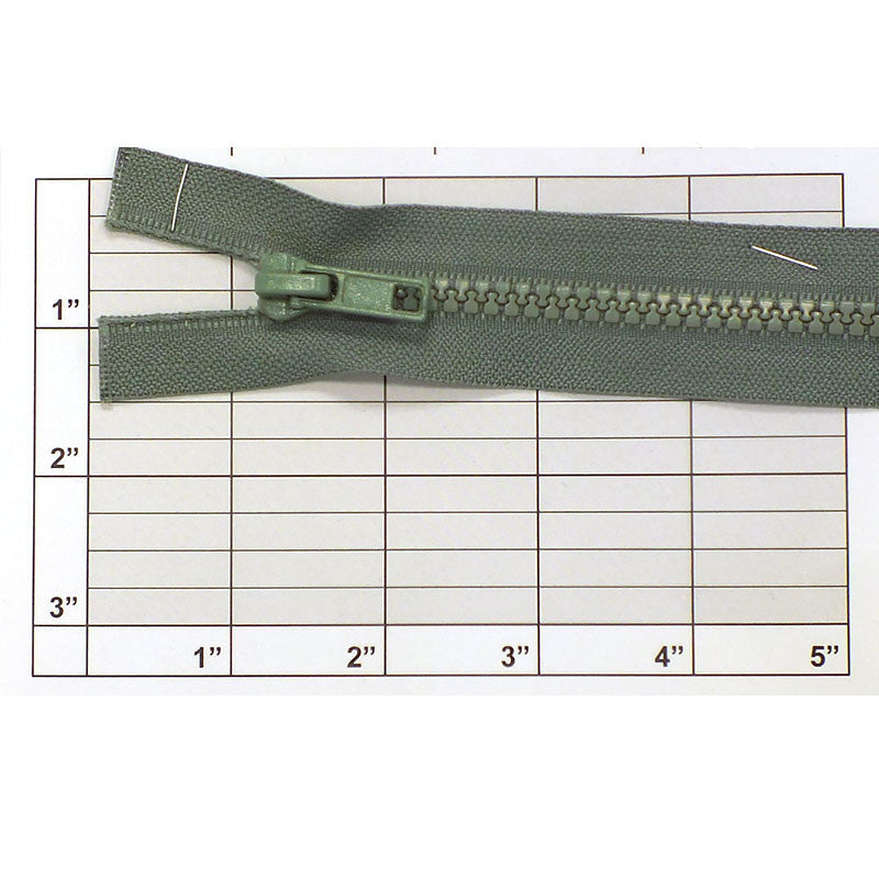 Separating Nylon Zipper 19" (Khaki Green)
