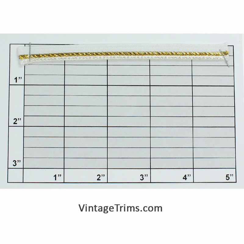 Double Cordedge w/Tape 3/8" (Per Yard) Metallic Gold/White