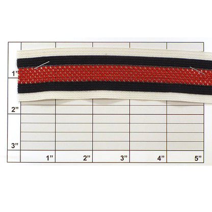 Striped Mesh Center Elastic Knit Braid 1-7/16" - 3 Colorways