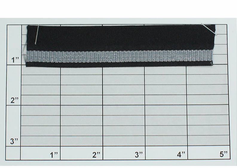 Metallic Piping w/ Tape 1" (Per Yard) Gray/Metallic Silver/Black