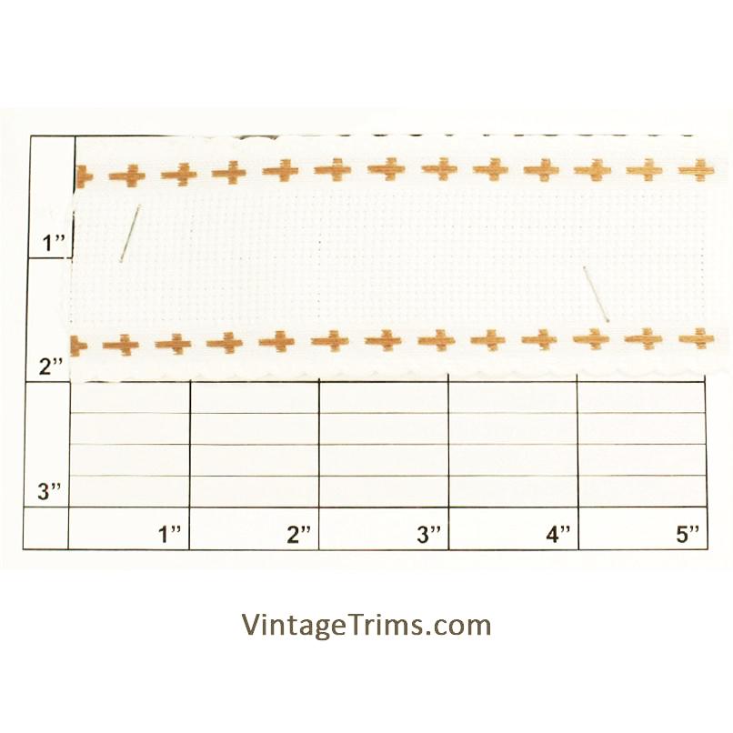 Aida cloth 2" (Per Yard) White/Light Brown
