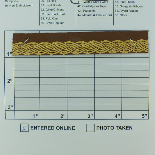 Flat Piping w/ Tape 1/2" (Per Yard) Gold/Brown