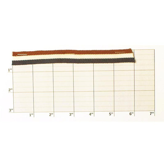 Tri Color Stripe Elastic 5/8" Brown/White/Navy