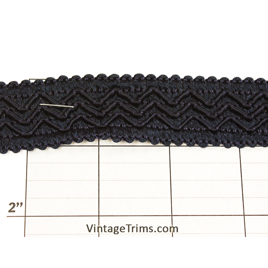 Navy Triple ZigZag Braid 1-1/8"