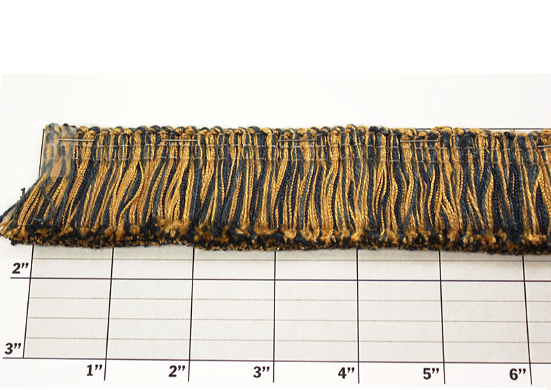 Brush Fringe 1-5/8"navy, gold and tan