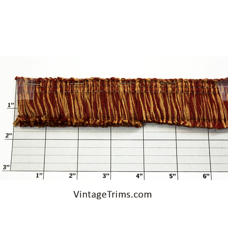 Brush Fringe 1-5/8" Red/Tan/Gold