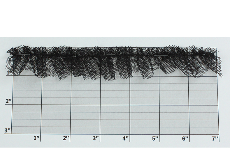Gathered Tulle Fabric Trim 1" (Per Yard) Black