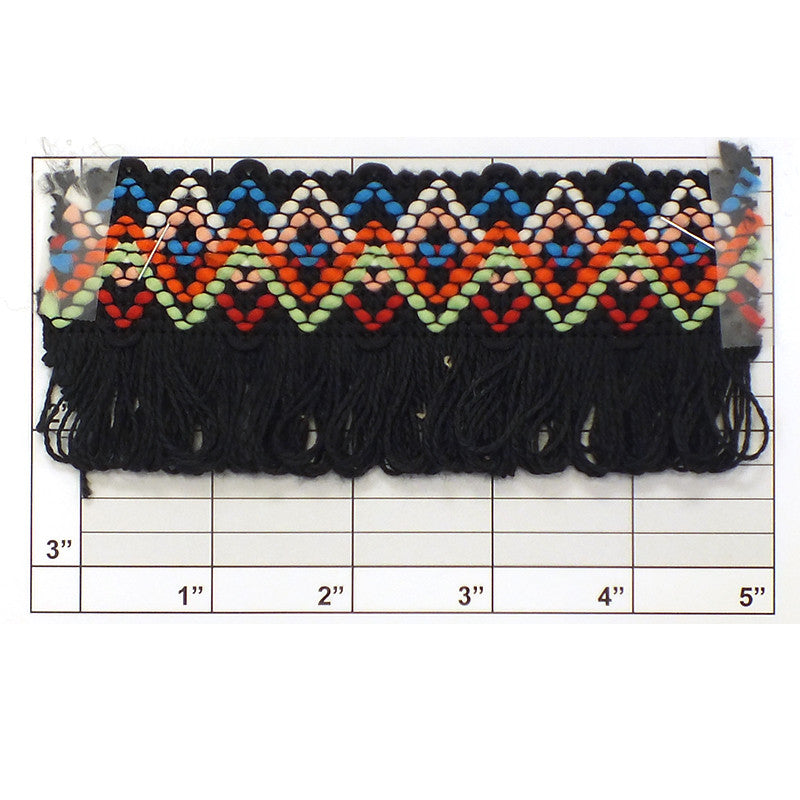 Zig Zag Top Loop Fringe 2-1/4" (5 Yard Roll) Multicolor