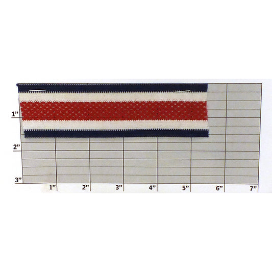 Striped Center Mesh Knit Braid 1-5/8" (Per Yard) Navy/White/Red
