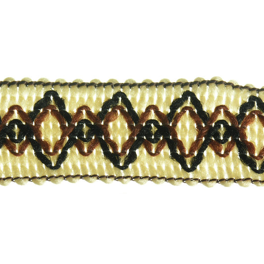 Diamond Weave Braid 1-1/2" Black Brown Cream