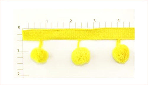 Yellow Ball Fringe Fabric Trim, 144 Yard Roll