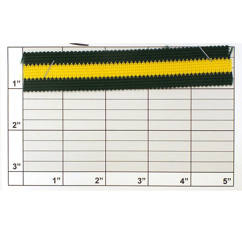 Horizontal Stripe Braid 1" (Per Yard) Hunter/Yellow